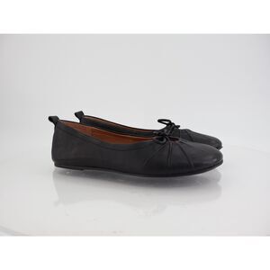 Gentle Souls Marilyn Ballet Flats Womens 8.5 Black Leather Slip on Bow Shoes